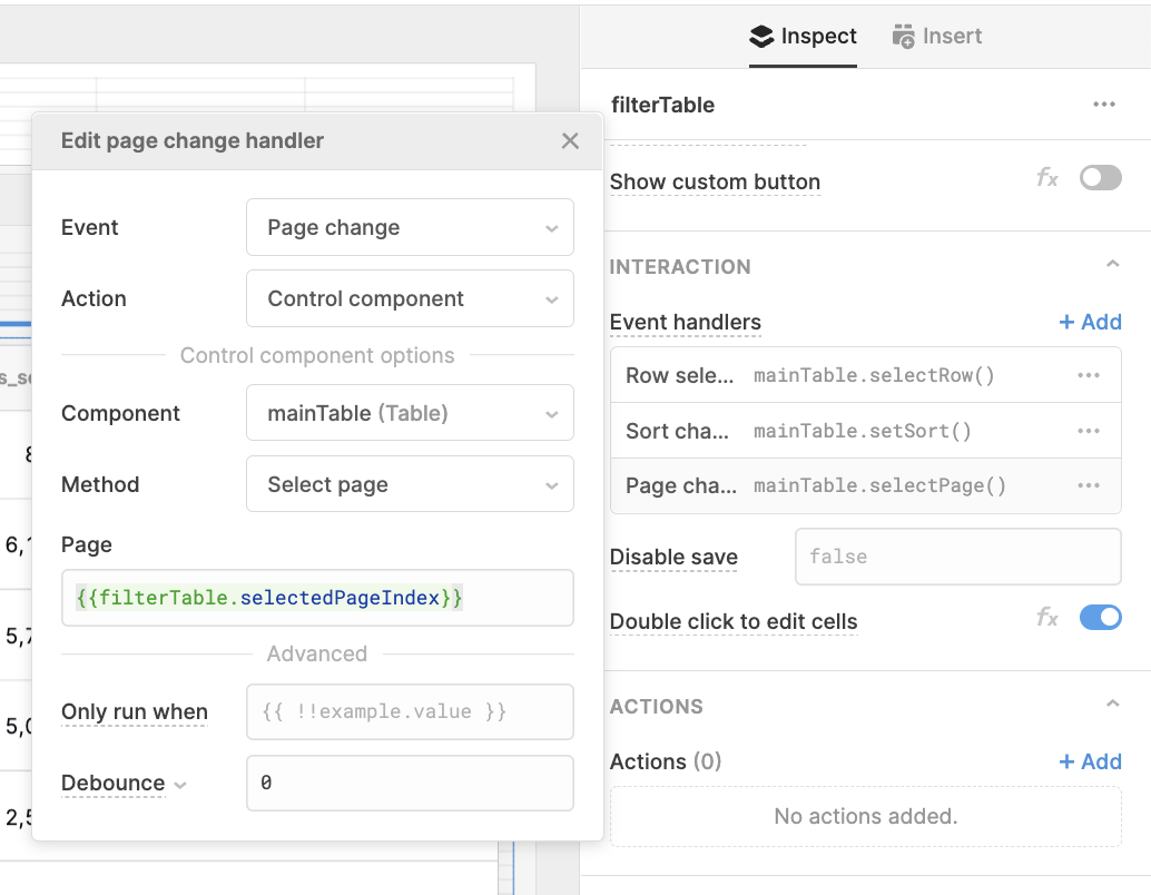 event handler setting selected page index
