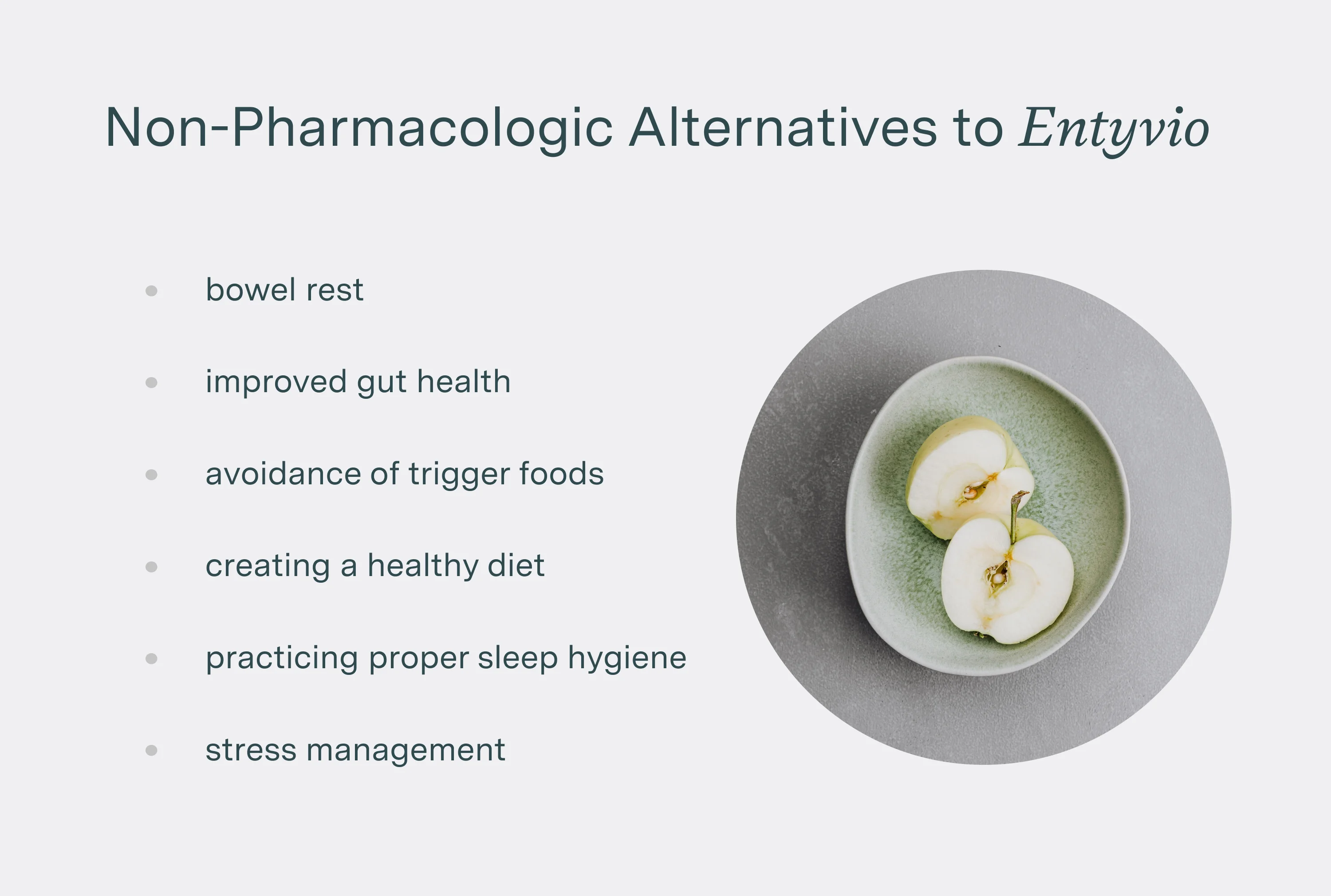 non-pharmacologic alternatives to entyvio