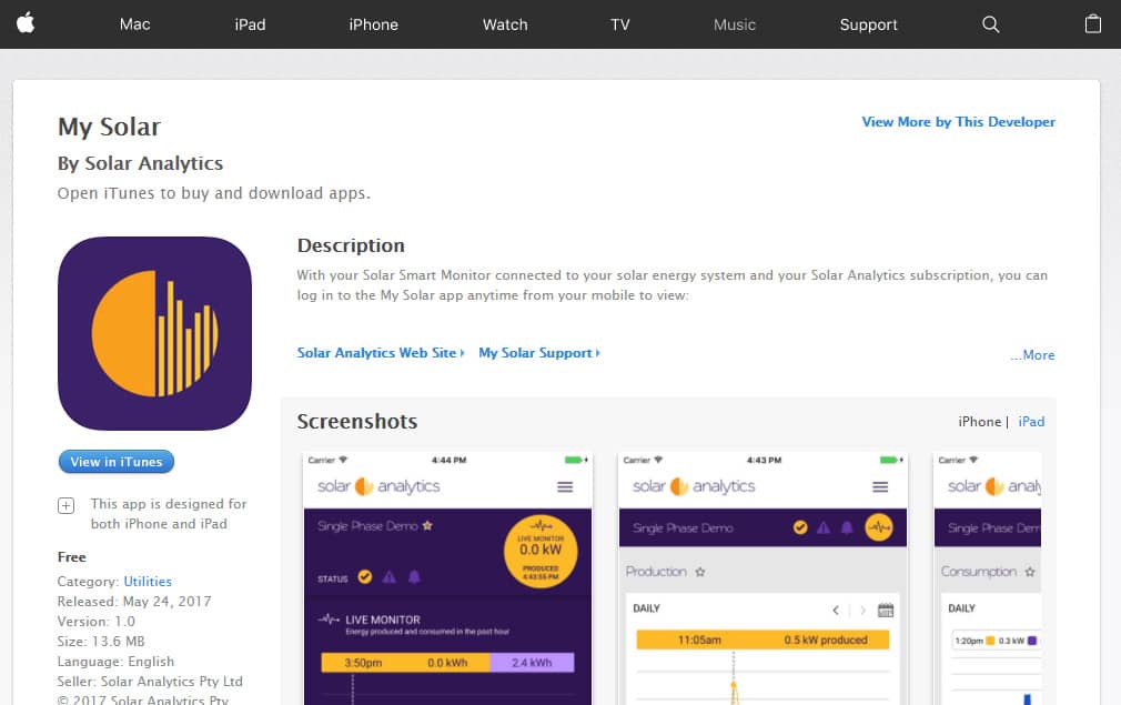Solar Analytics App for iOS out now!