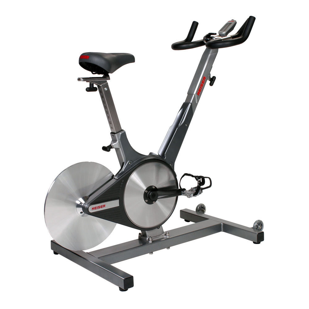 We use the Keiser spin bike, these are my favourite brand of stationary bikes as they have a quick shift lever that enables you to ramp up your resistance instantly as well as a friction based drive system that can't be bullied. The other thing I like about them is that the seat and handlebar positions are numbered so that once you work out your perfect setup you can make a note of it, and replicate it every time with zero fuss.