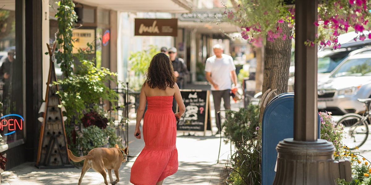 A woman walking through Downtown Wenatchee