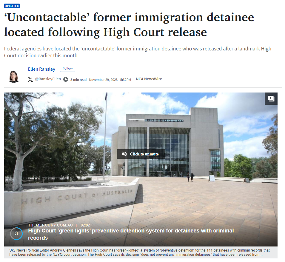 ‘Uncontactable’ former immigration detainee located following High ...