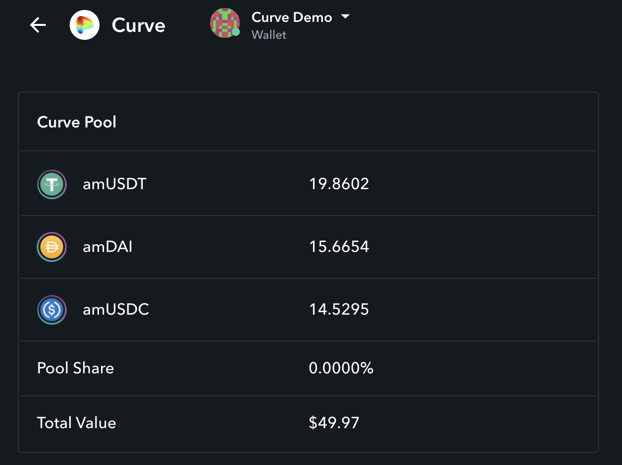 Track Curve Liquidity Pool Balances on Zapper