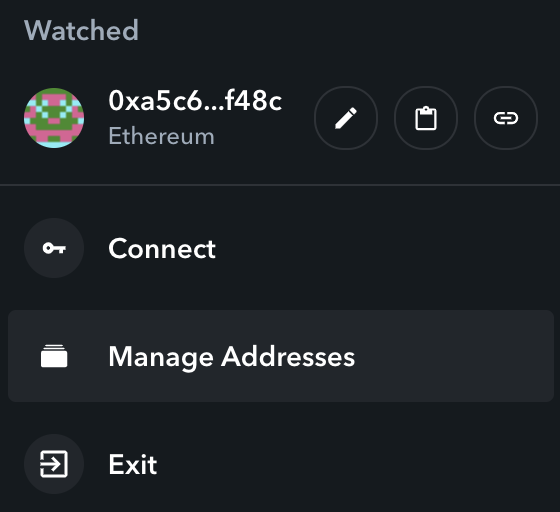 Manage your crypto wallet addresses on Zapper