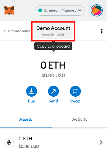 How to copy your wallet address on MetaMask