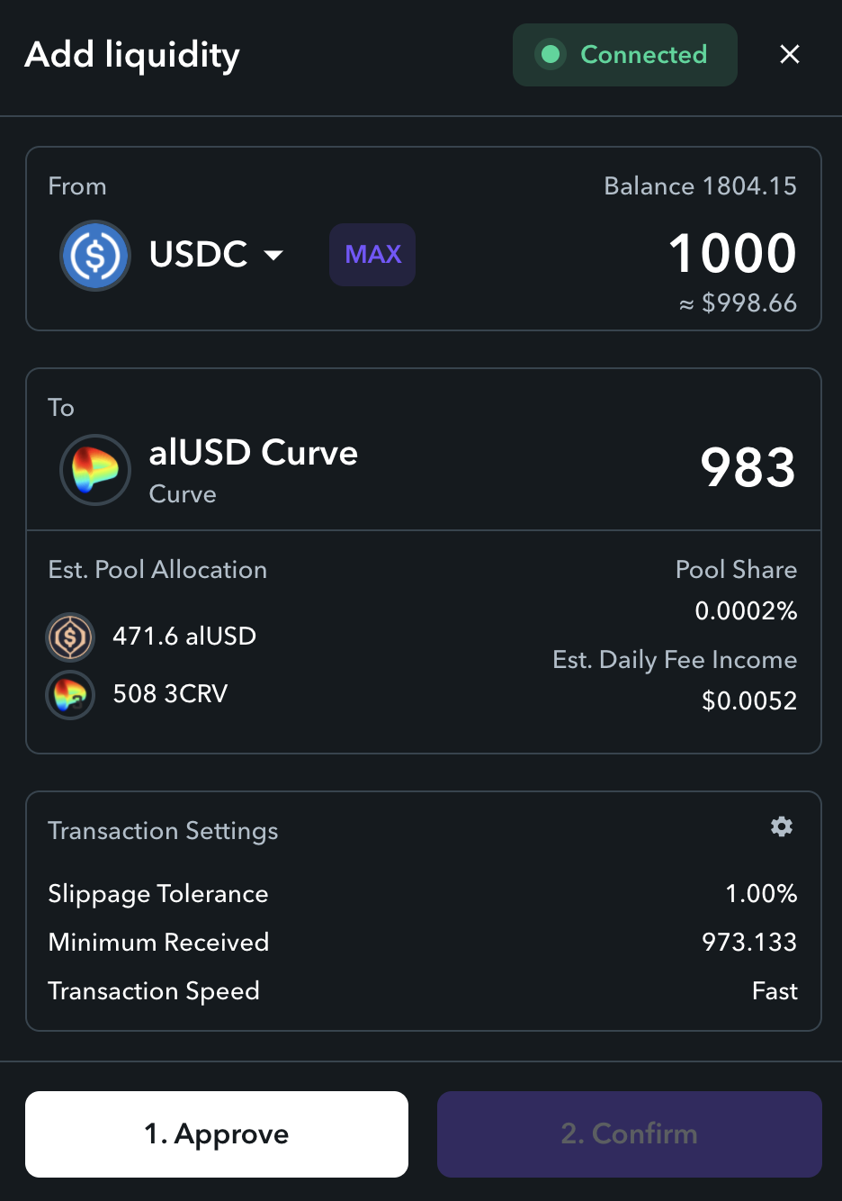 How to Zap into alUSD Curve Pool with Zapper Pools