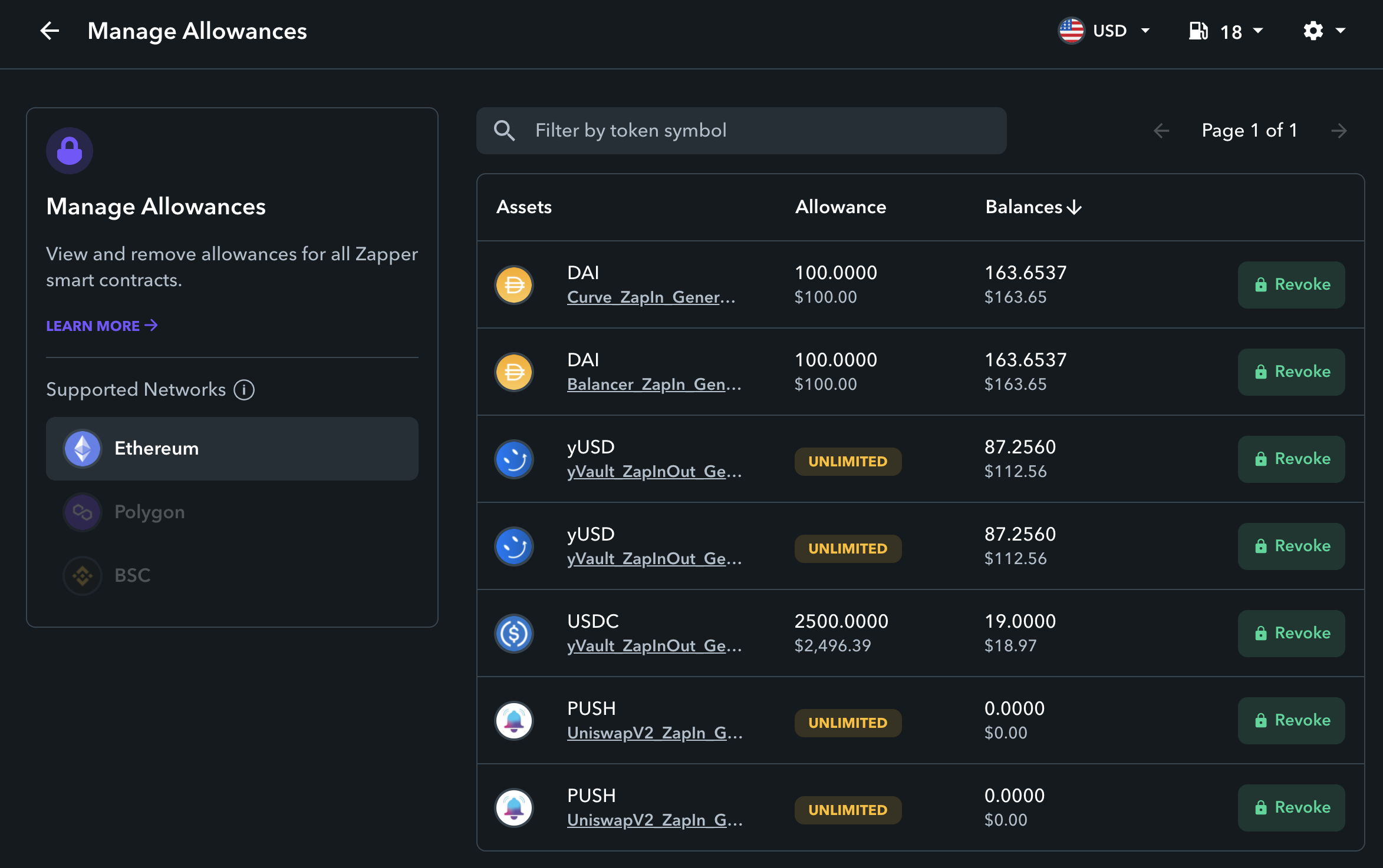 How to Revoke Token Allowances on Zapper