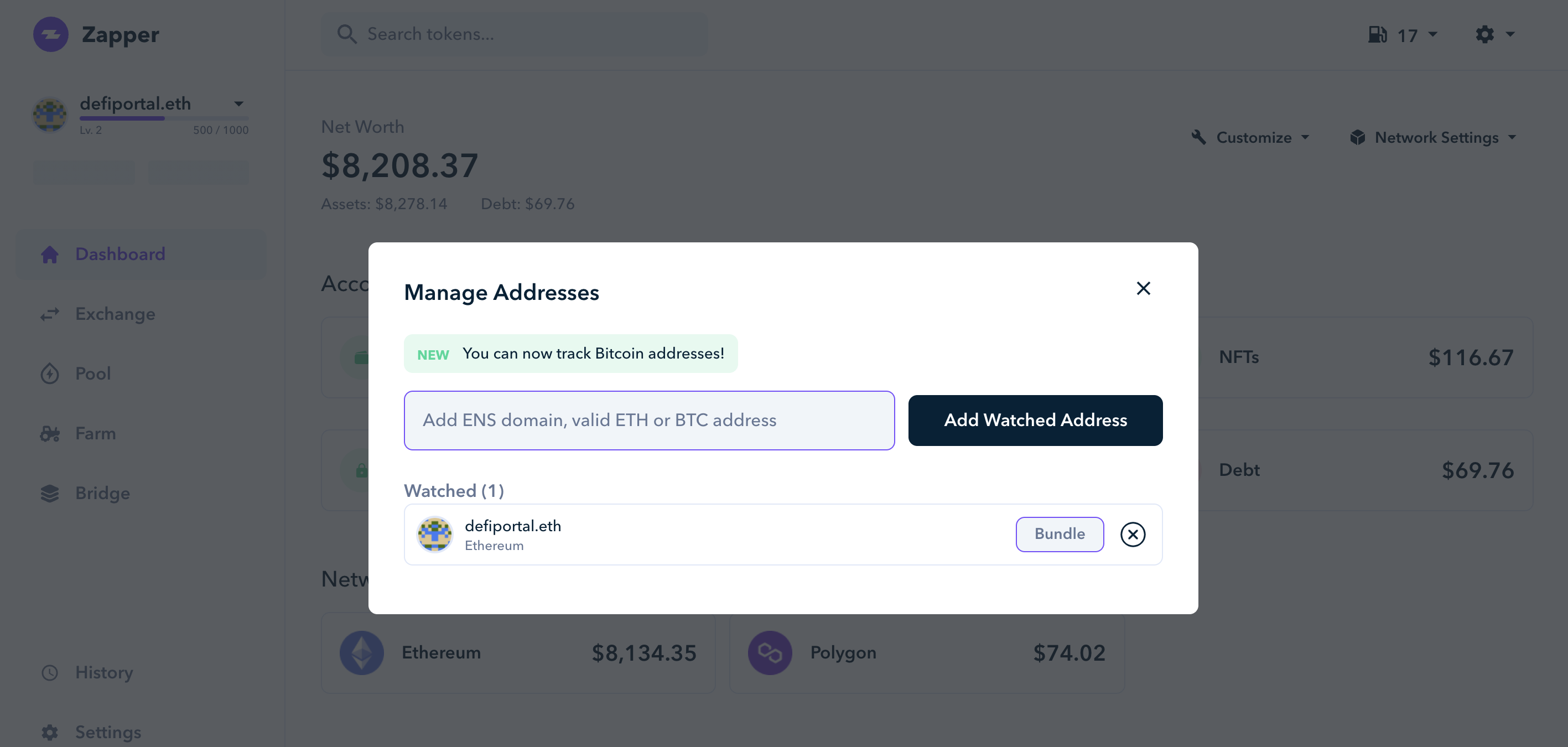 How to paste your Instadapp wallet address into Zapper