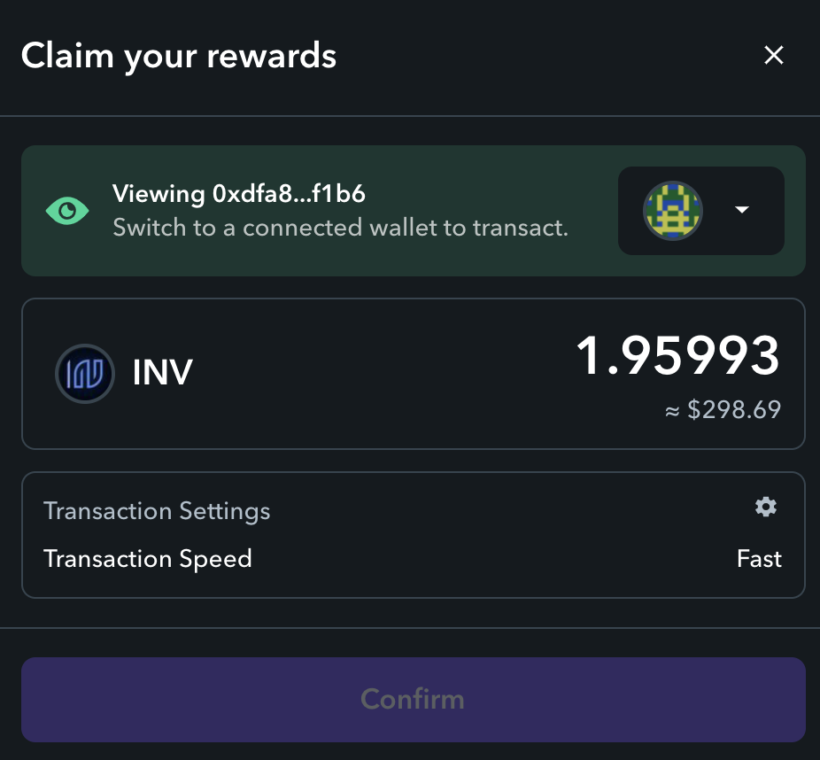How to Claim INV with Zapper from Inverse Finance