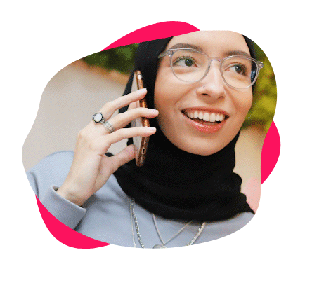 Image of a lady talking on a phone.