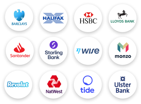 Bank logos in a 4 by 3 grid