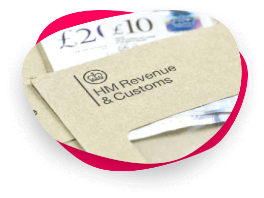 Image of HRMC folder and money.