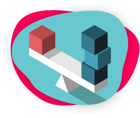 Abstract images of blocks on a seesaw.