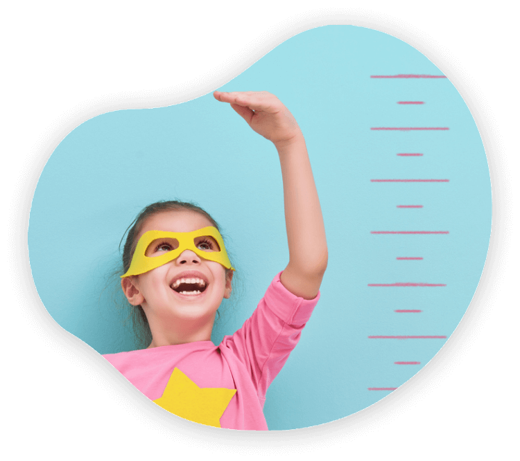 Image of a young girl measuring her height.