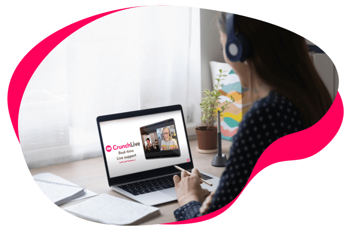 Image of a laptop user on a crunch live video call