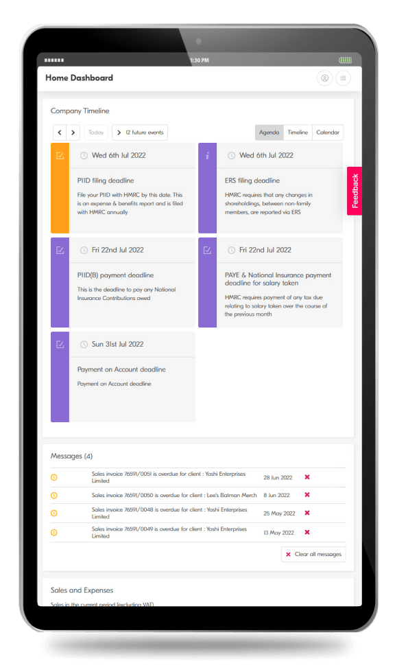 A tablet mockup of Crunch software