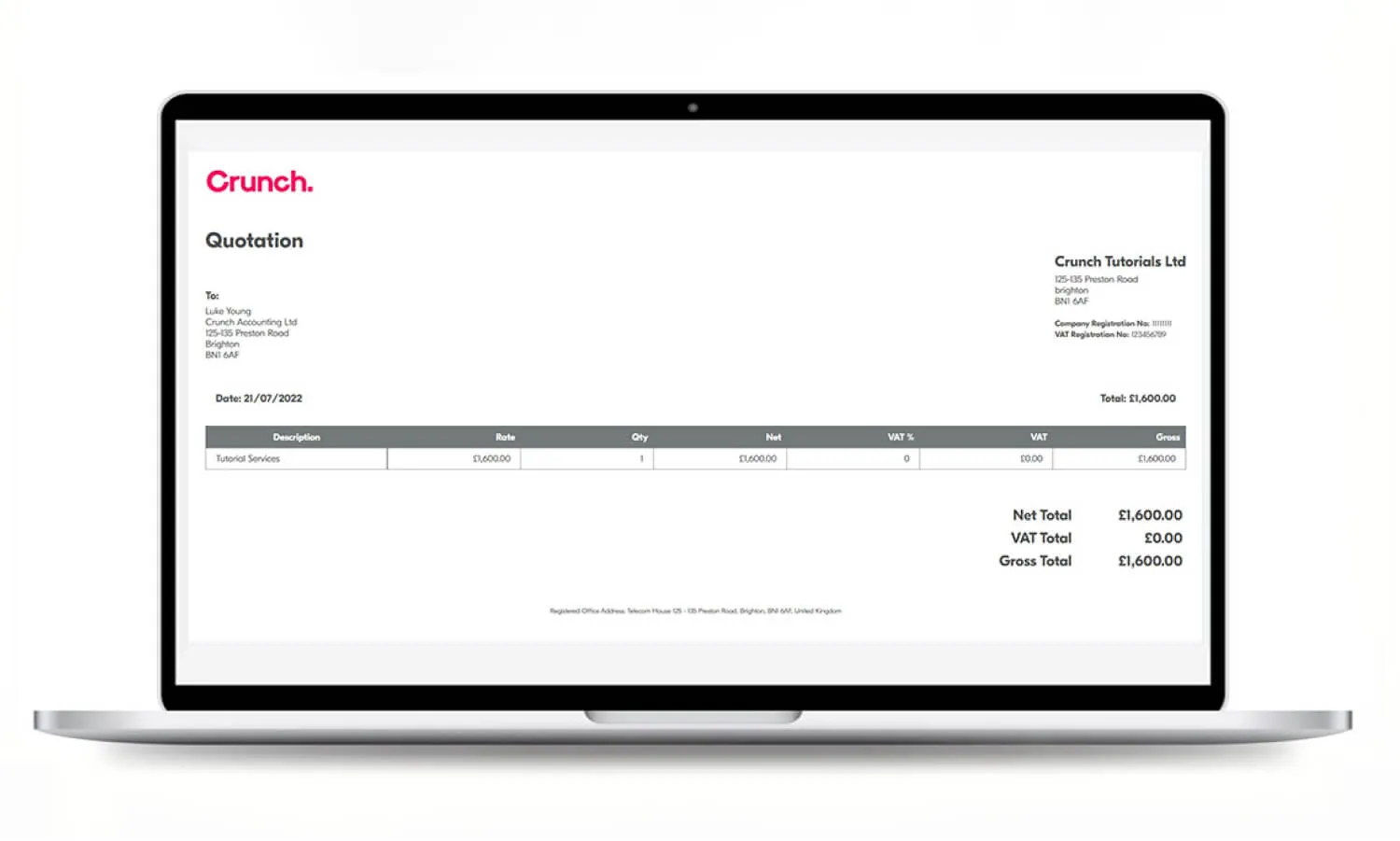 Crunch screenshot of quotations