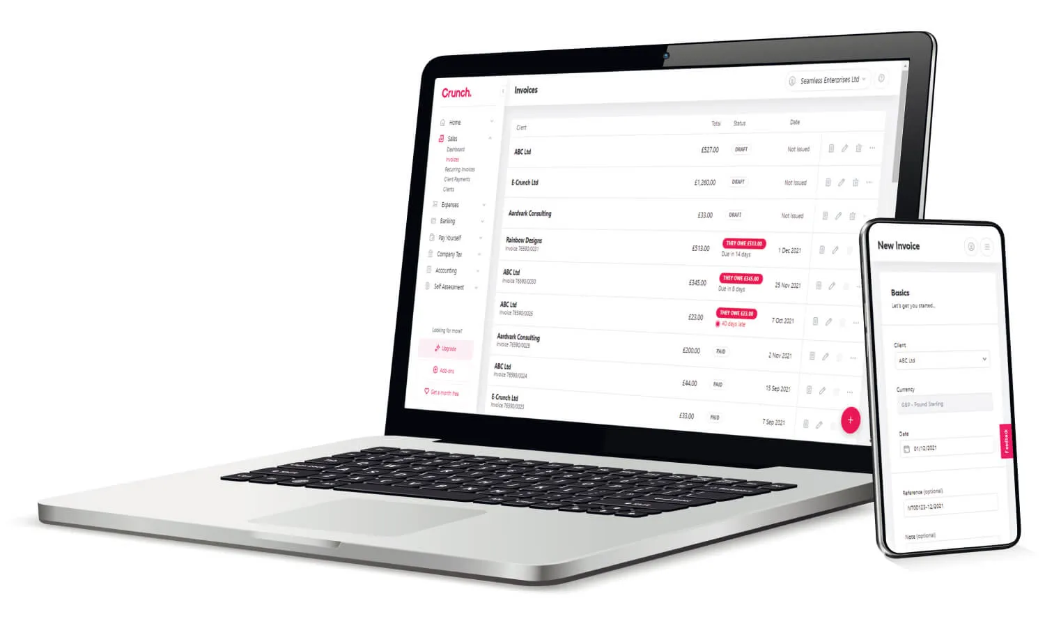 Crunch screenshot of invoicing