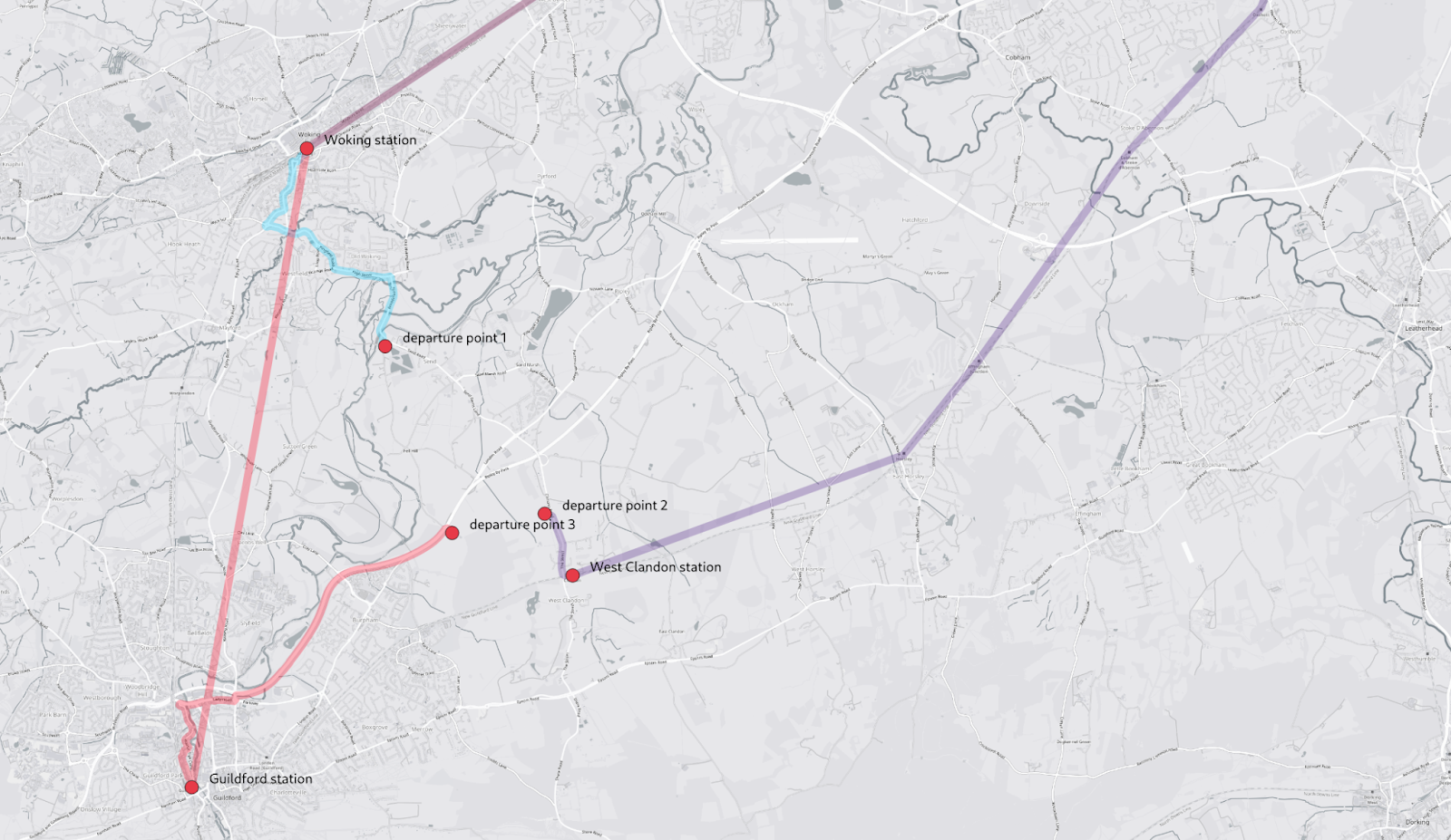 Map showing driving time