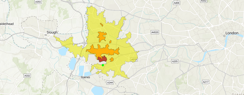 Public transport catchment areas