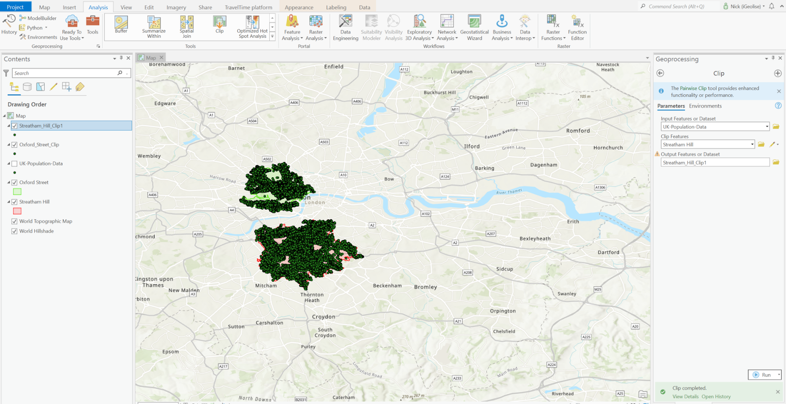 Population data and travel time analysis