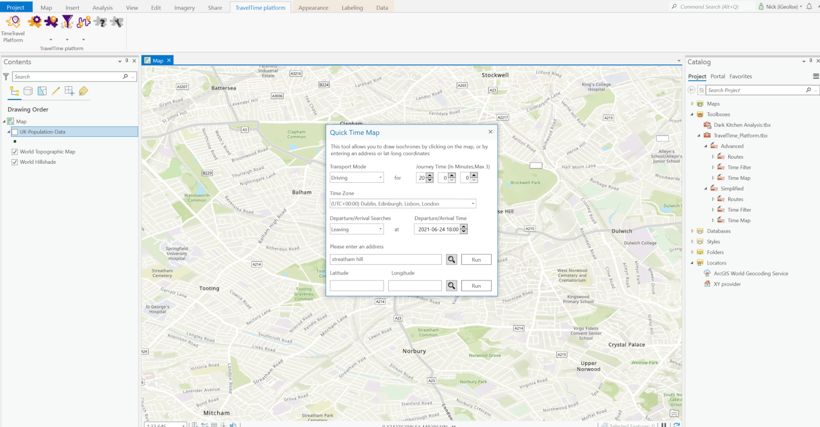 TravelTime ArcGIS plugin