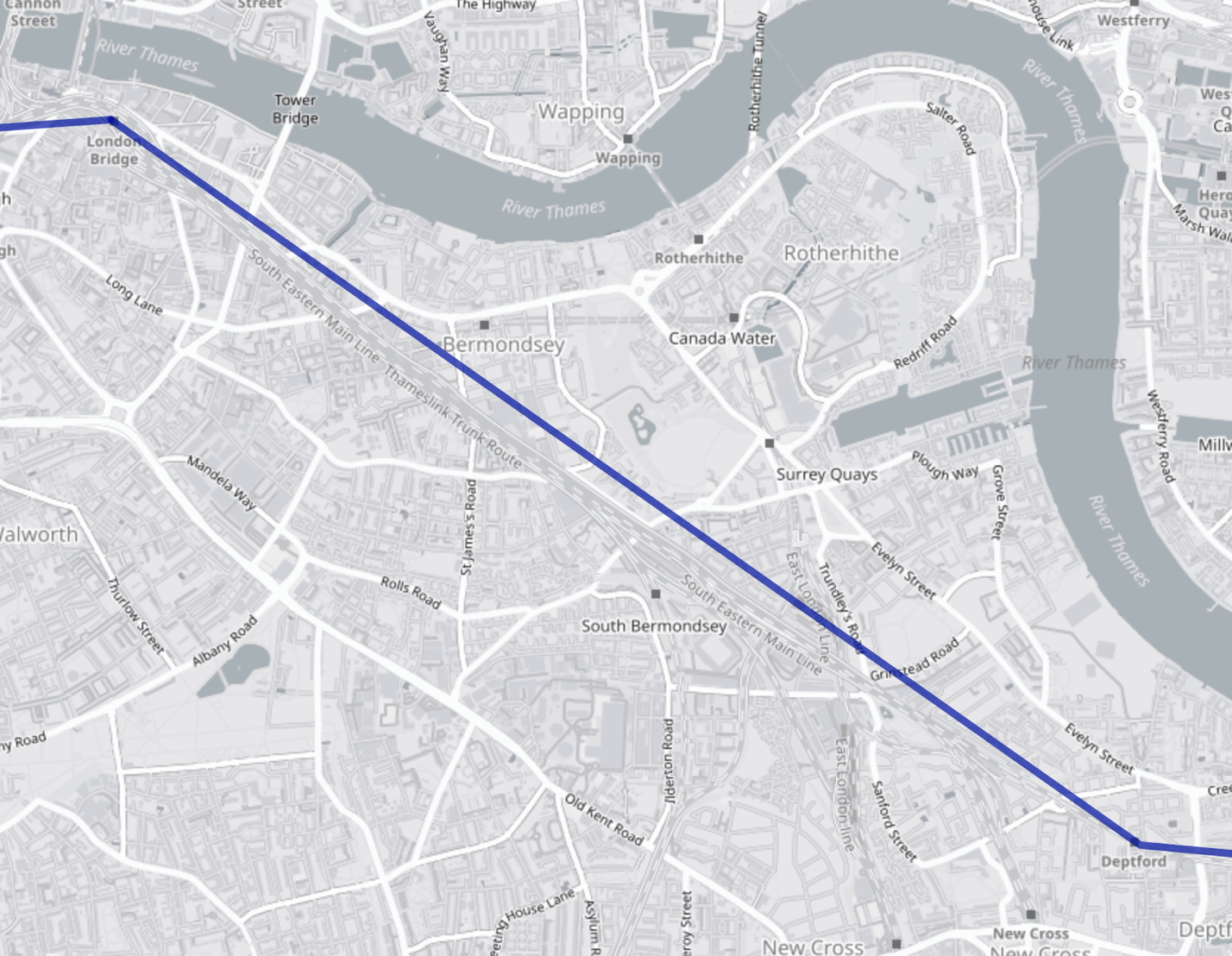 straight line distance between two stations