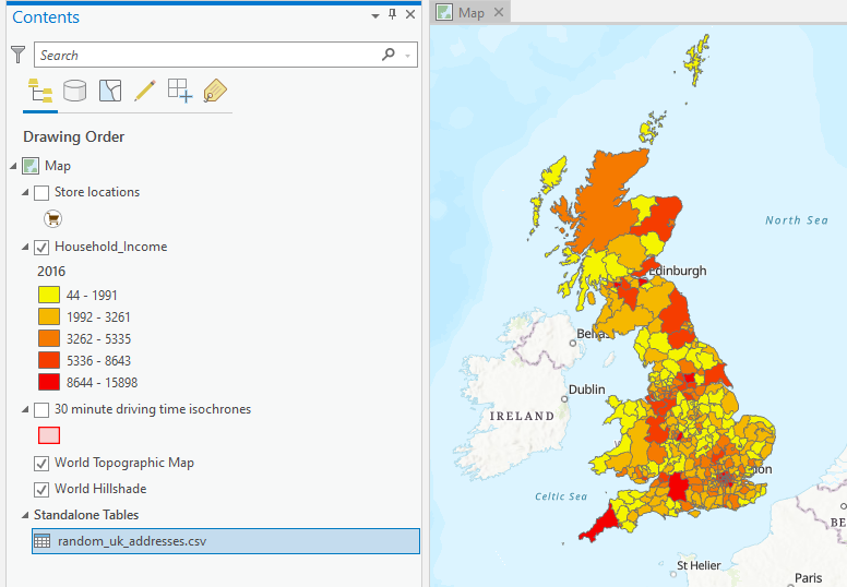 Income distribution map