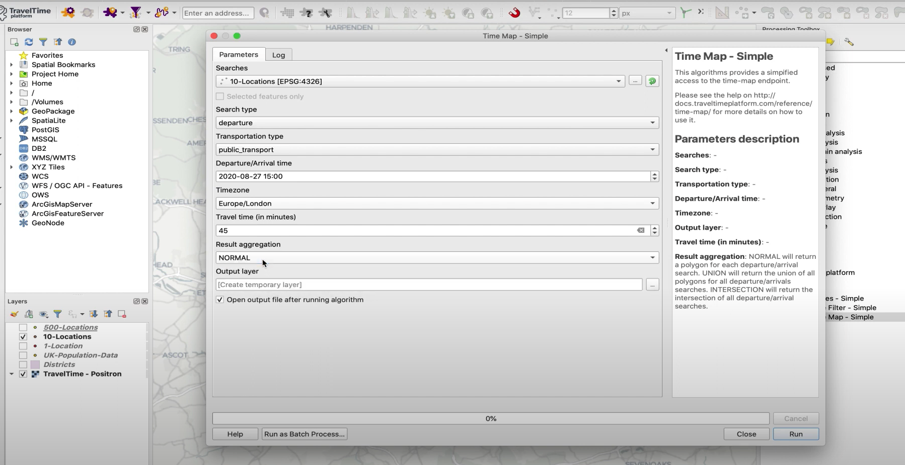 TravelTime QGIS plugin