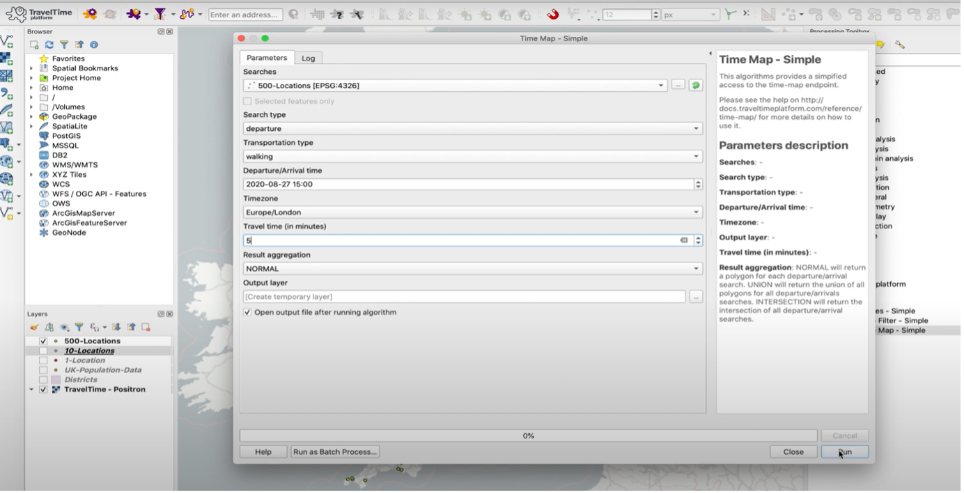 TravelTime QGIS plugin