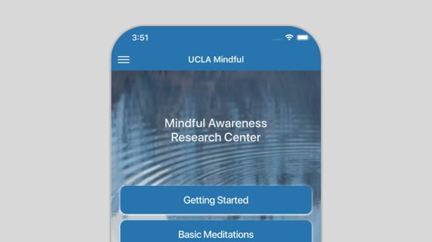 A phone with the Mindfulness Meditation app