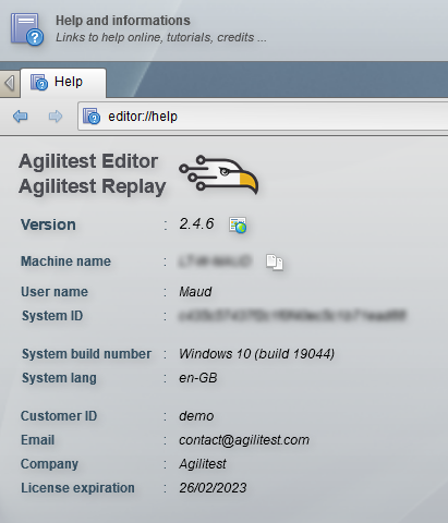 Help and informations - license