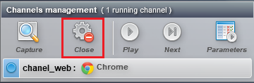 close button in channels management menu