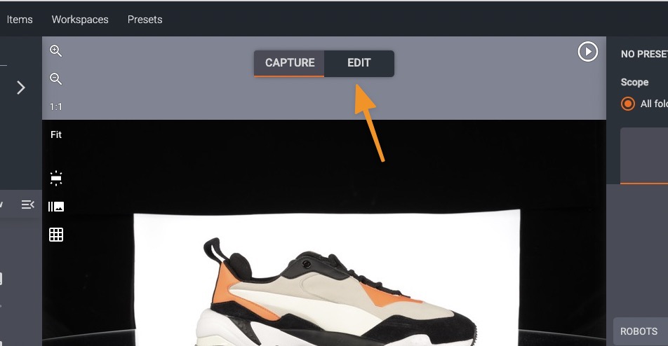 How to access PhotoRobot edit mode