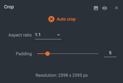 Automatic crop, aspect ratio, padding