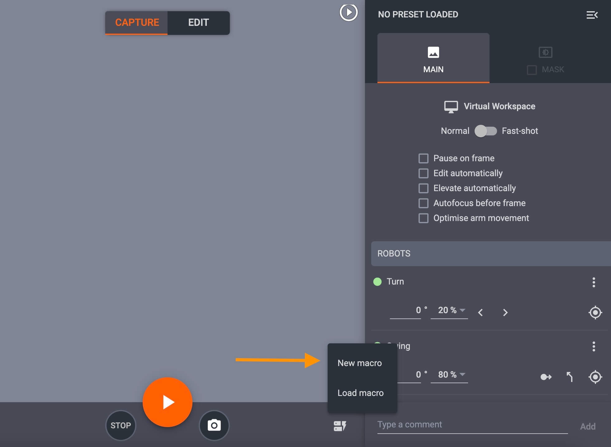 Create new PhotoRobot macro
