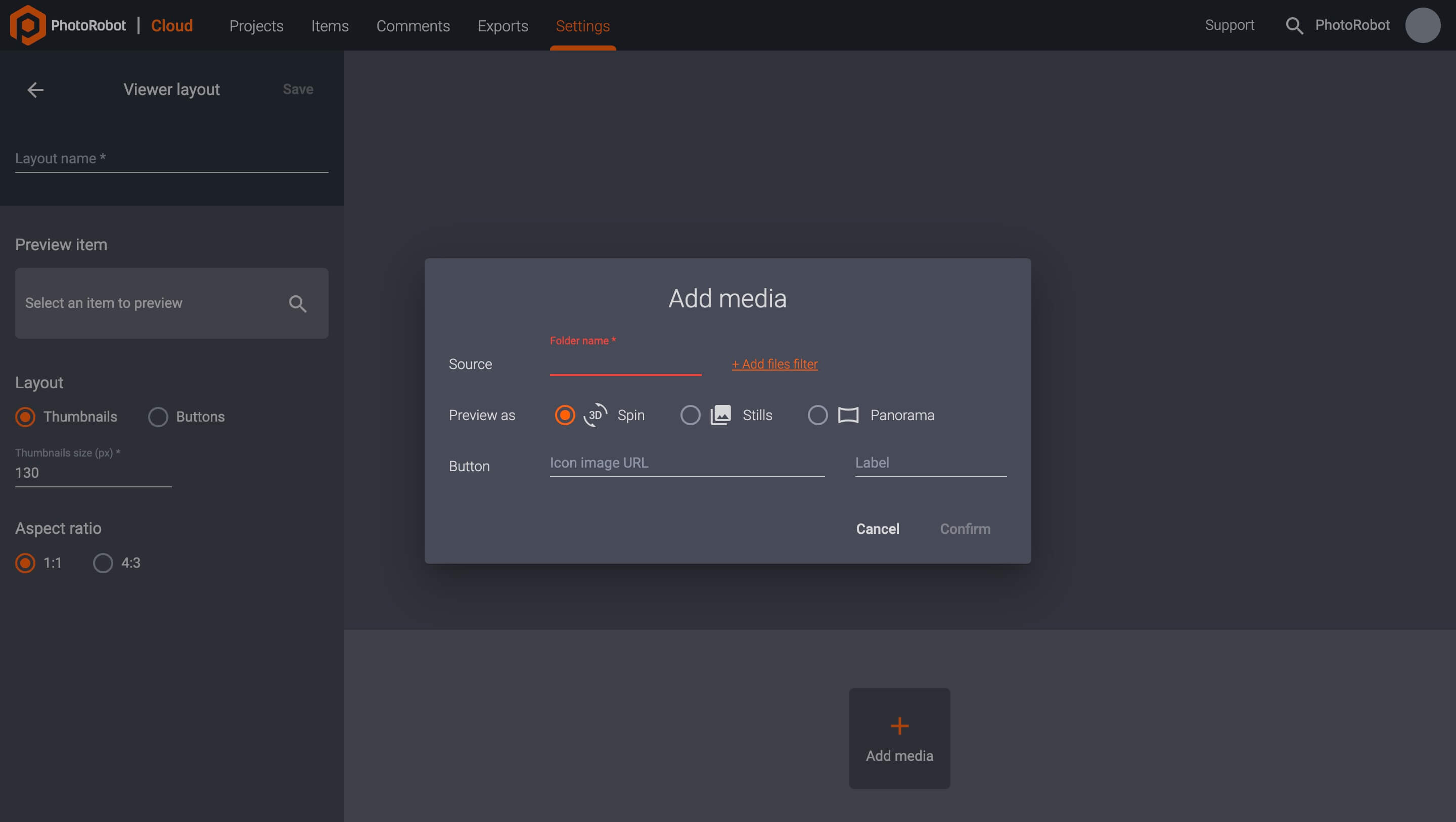 Add Media to new PhotoRobot Viewer layout