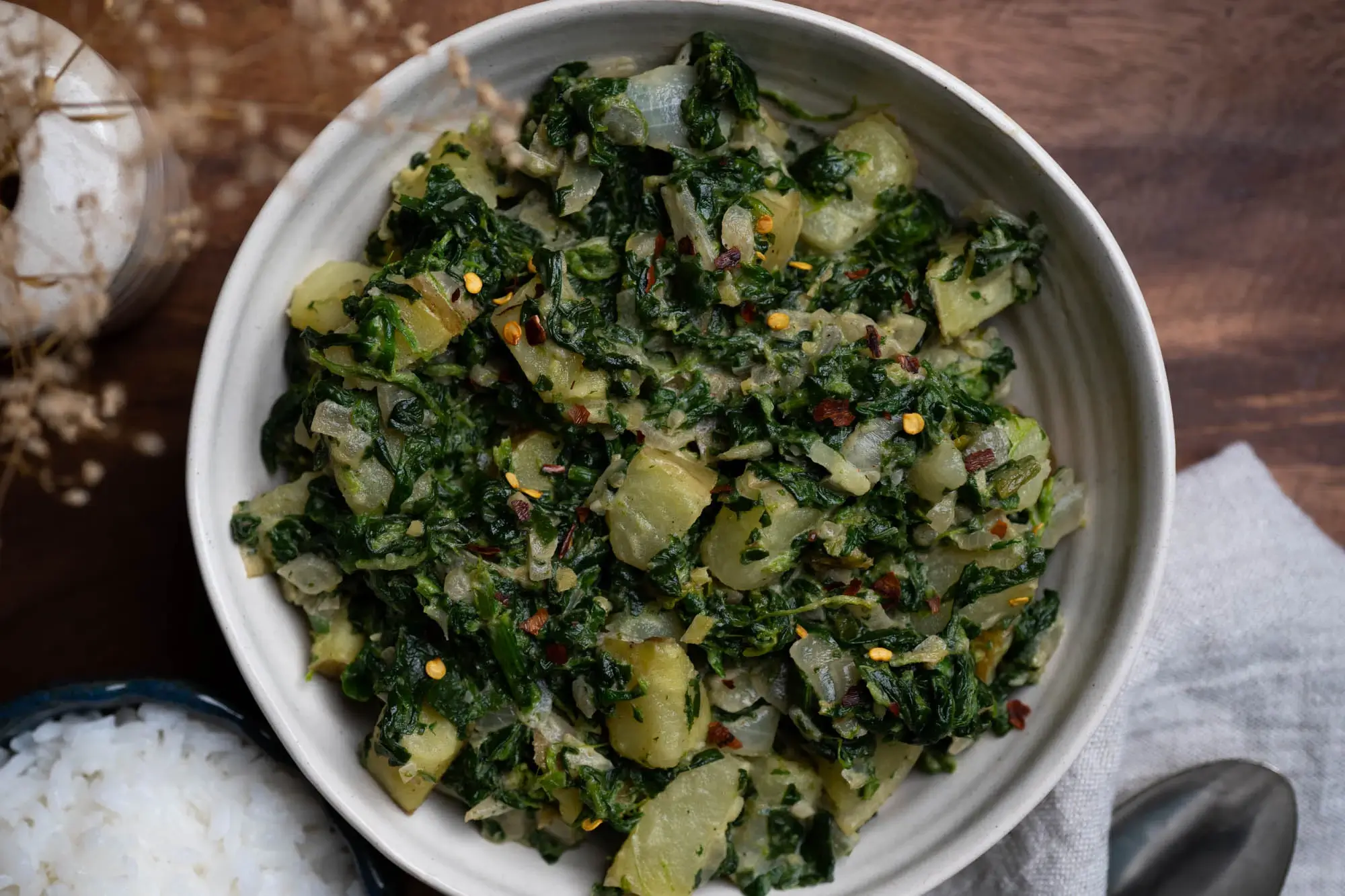 Bowl of saag aloo.