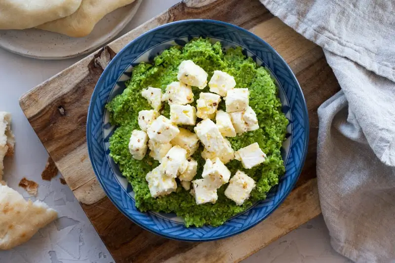 Pea and Mint Dip with Marinated Feta