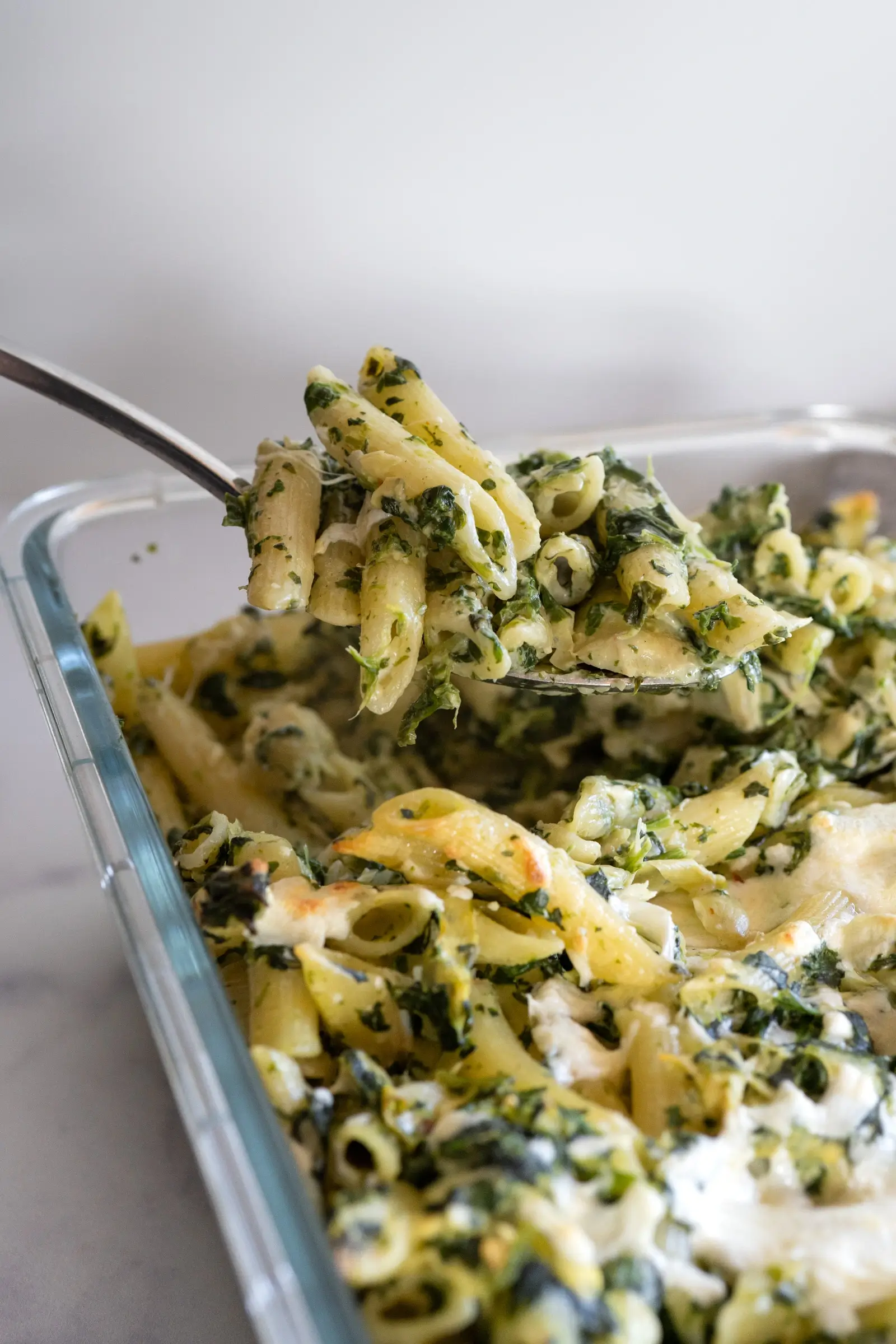 Easy Spinach and Artichoke Pasta Bake (with Frozen Spinach)