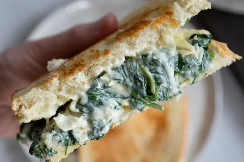 Creamy Spinach Artichoke Grilled Cheese Sandwich