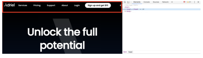 Webpage HTML header