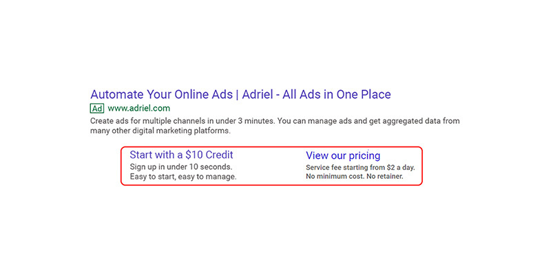 Google Search Ad site link extensions