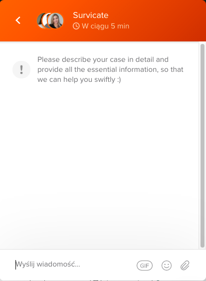 chat box on Survicate website