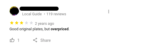 Negative review – example of negative feedback