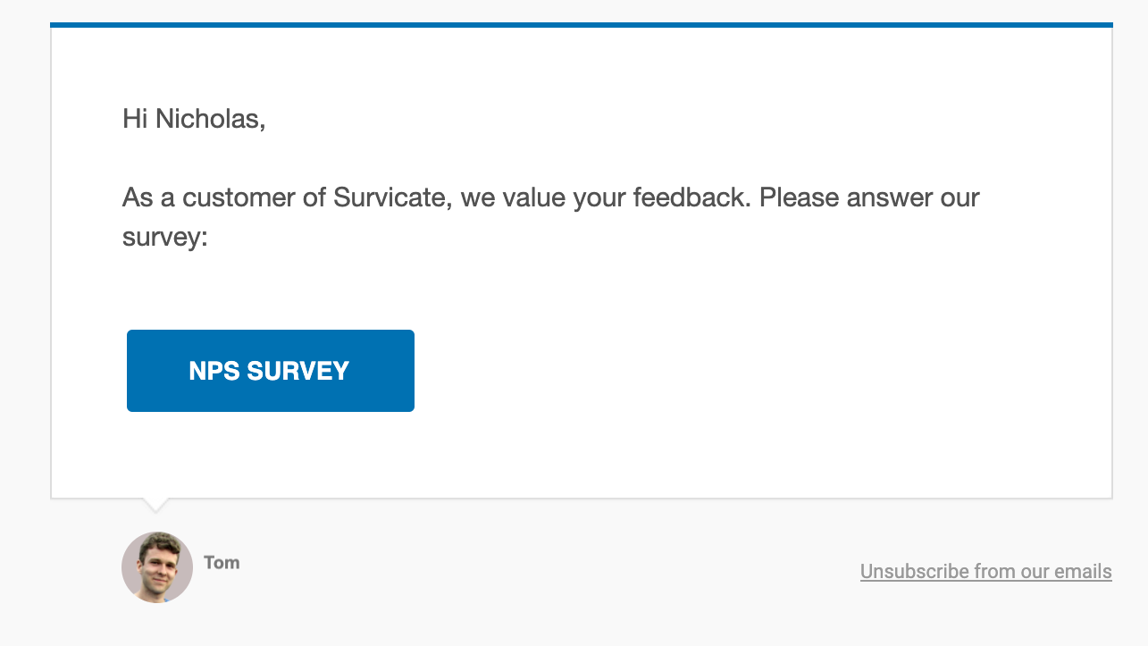 link surveys, one of the method of collecting customer feedback. great for sharing via social media, email, chat or any other method.