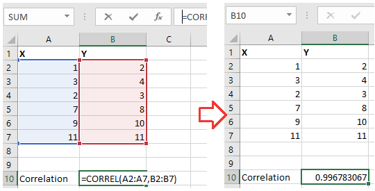 Excel data analysis – survey analysis example with CORREL formula