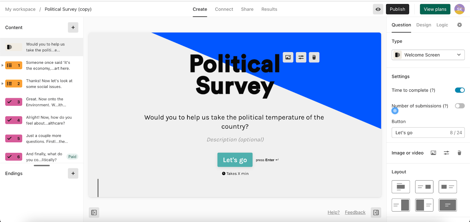 Typeform survey builder