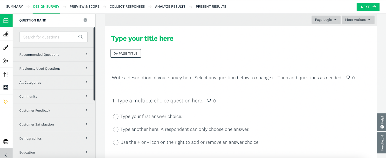 SurveyMonkey survey builder
