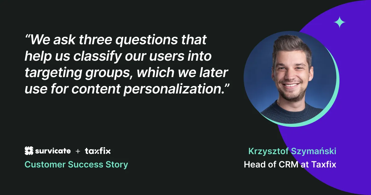 customer market research a banner encouraging to read the Taxfix case study that shows how to manage content personalization to boost retention